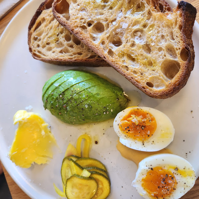 Soft Boiled Egg with Sour Dough and Pickle