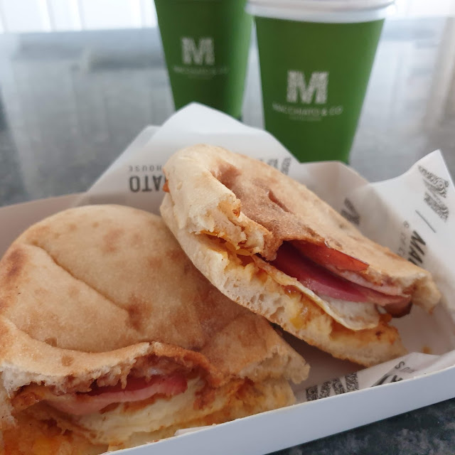 Bacon Egg Roll with Green Tea