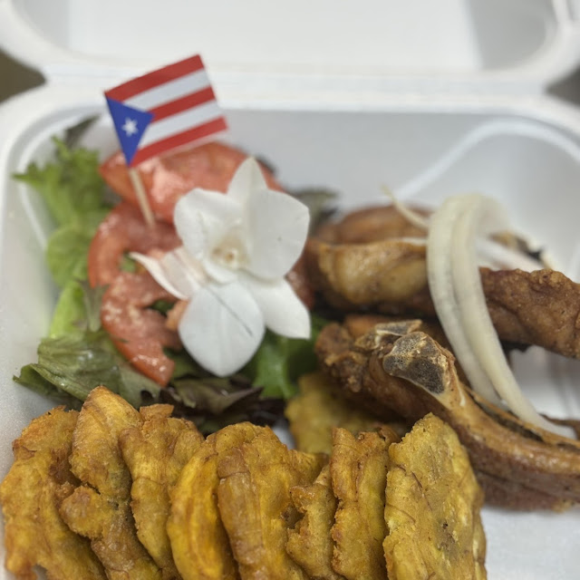 Tostones Con Chuleta Frita Fried Plantains with Pork Chops