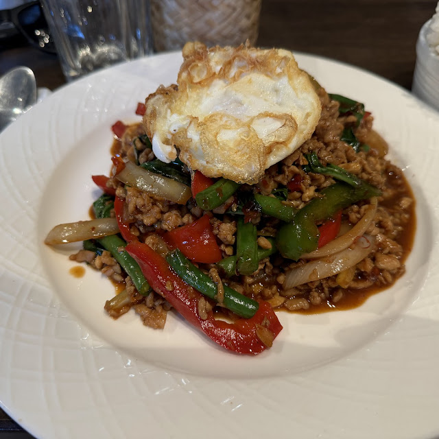 Chicken Basil with Fried Egg
