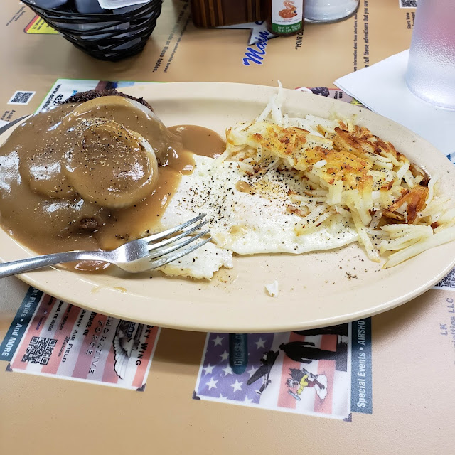Hamburger Steak Fried Eggs and Hashbrowns