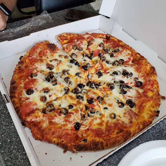 Medium Pepperoni and Black Olive Pizza