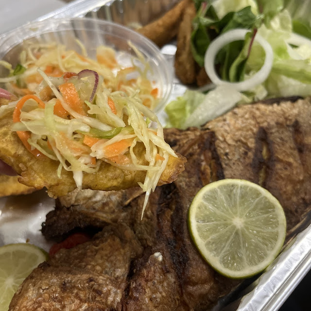 Pikliz on Top of Fried Plantain