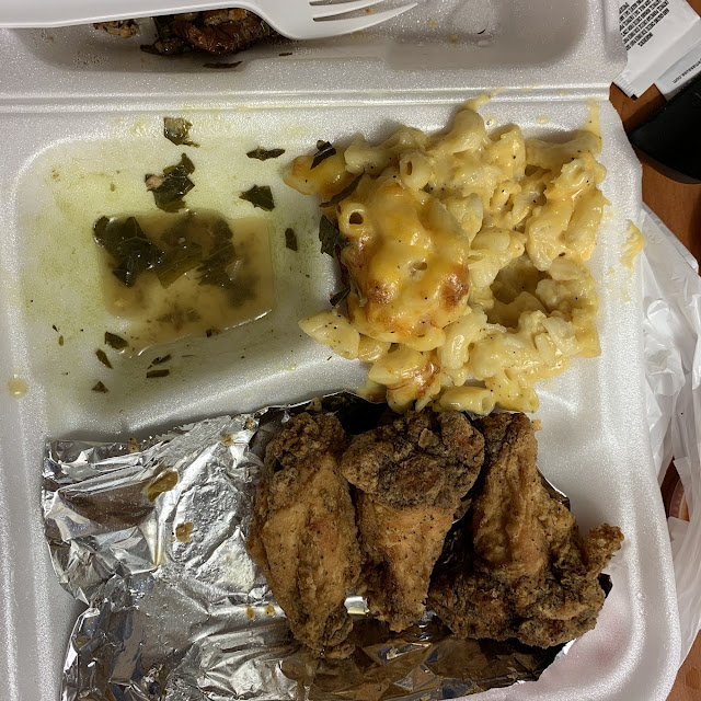 Collard Greens Mac and Cheese and Wings