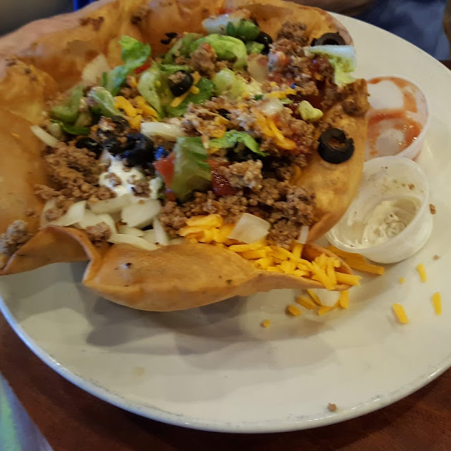 Taco Salad on Tortilla Chips for Take Out Shell for Dine In