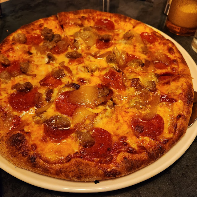 Pepperoni Sausage and Onion Pizza