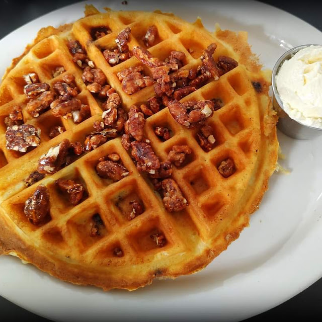 Waffle with Chocolate Chips and Walnuts Added