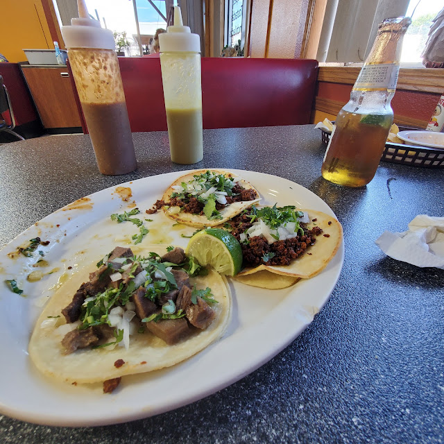 Lengua and Chorizo Tacos