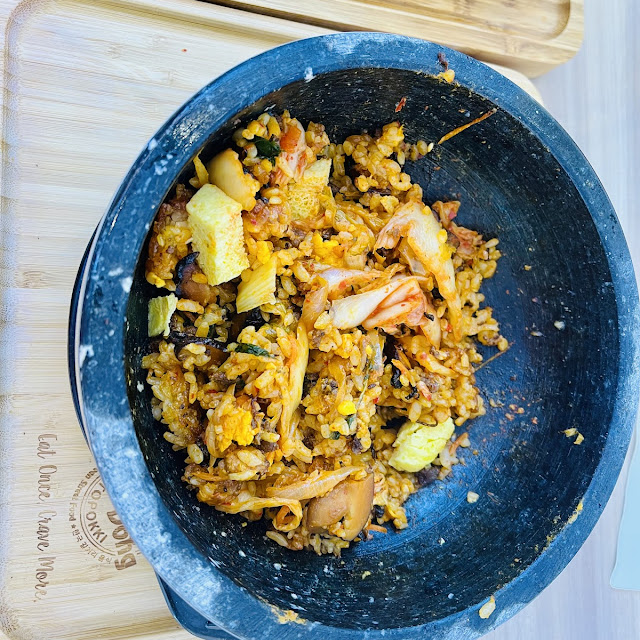 DOL Sol Bibimbap After You Mixed with Kimchi Fermented Veggie and Tamago Egg Roll
