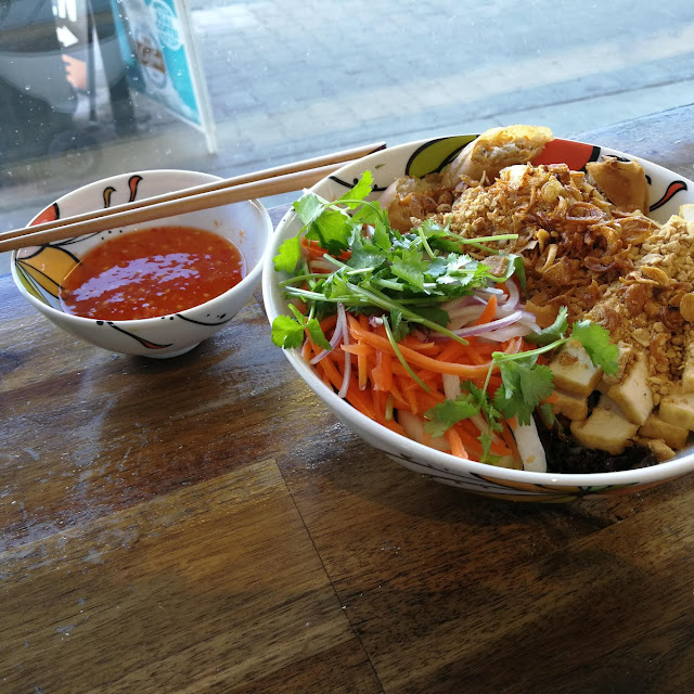 Bun Salad with Tofu and Spring Roll