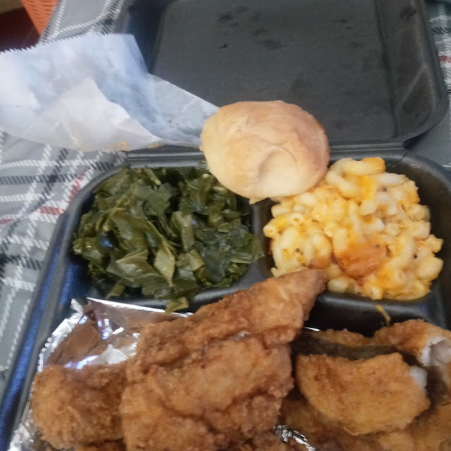 Fish Mac and Cheese Greens