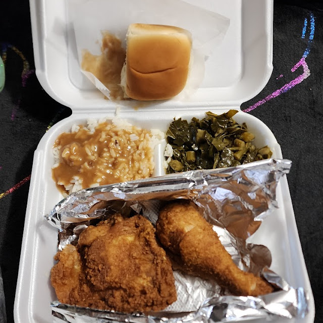 Fried Chicken with Rice and Collards