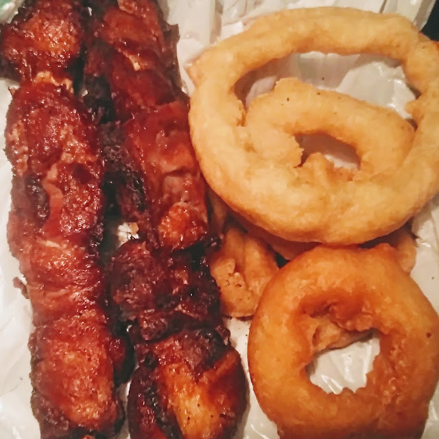 Chicken Kabobs & Onion Rings