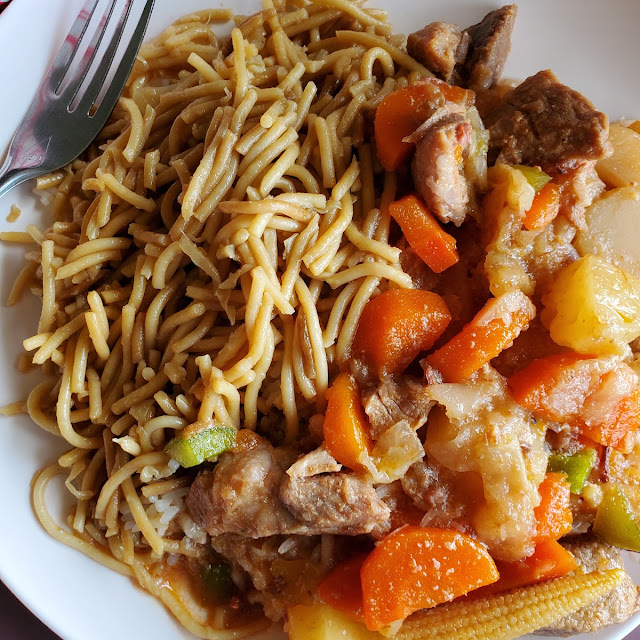Rice & Noodles w Sweet & Sour Pork