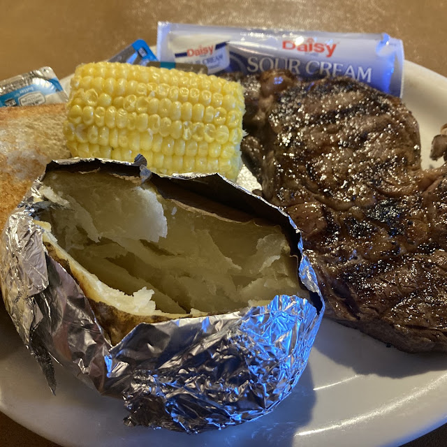 Ribeye Baked Potato Corn on the Cob