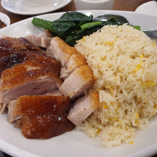 Crispy Roast Pork and Roast Duck with Egg Fried Rice