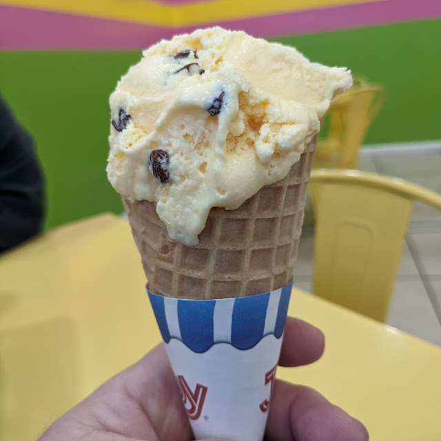 Rum Raisin Ice Cream in a Waffle Cone