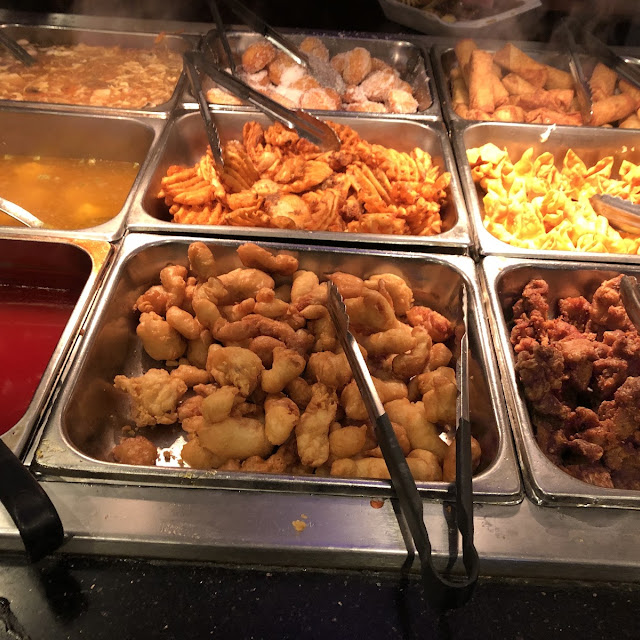 Some Dressings Some Potatoes and Breaded Shrimp