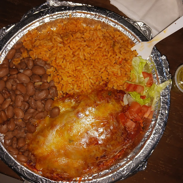 Chicken Enchiladas Verdes w Rice and Beans