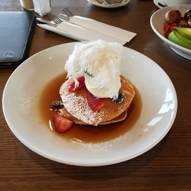Pancakes with Berries Mascarpone and Persian Fairy Floss
