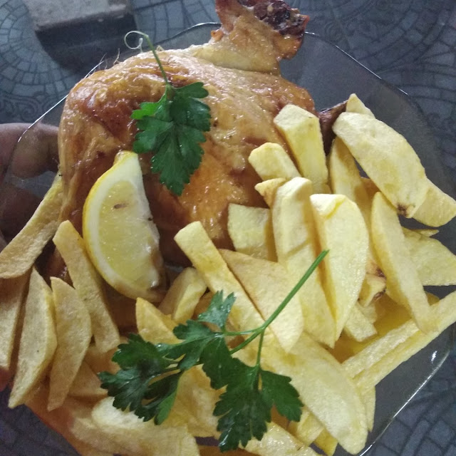 Pollo Trosado Pata Y Muslo Con Guarnision 450