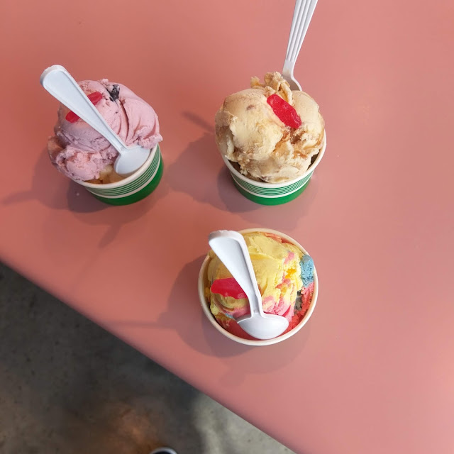 Strawberry Ice Cream Praline Pecan and Vanilla