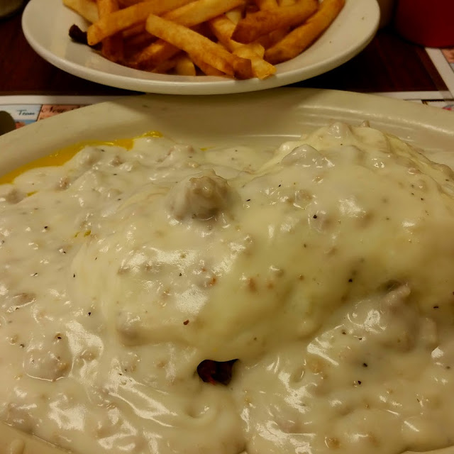 Sausage Gravy over Biscuit