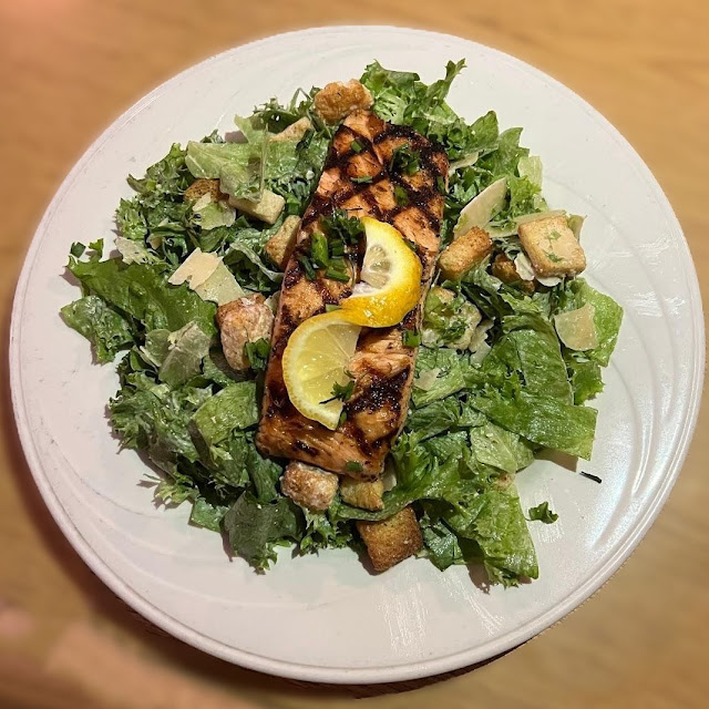 Caesar Salad with Grilled Salmon