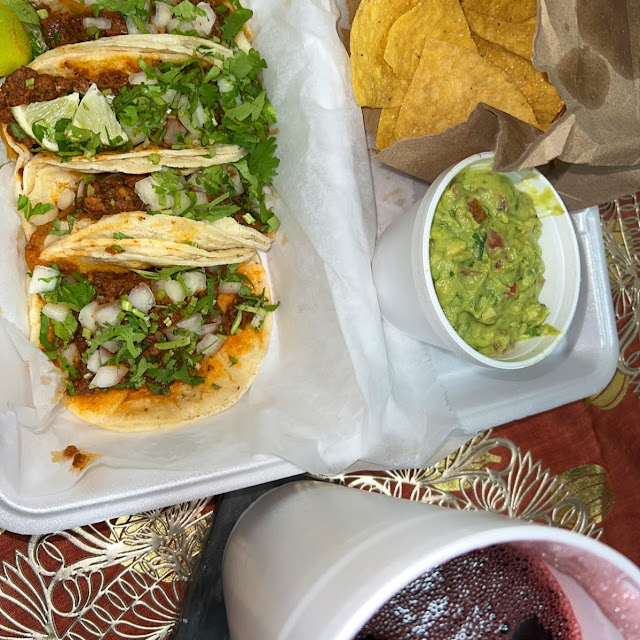 Chips and Guacamole and Jamaica Hibiscus Tea