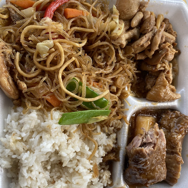 Chicken Pancit with Two Eggrolls