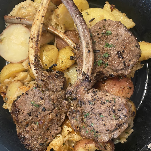 Lamb Chops with Garlic Parmesan Potatoes