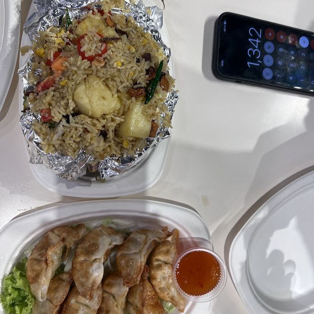 Fried Pineapple Rice and Pork Dumplings