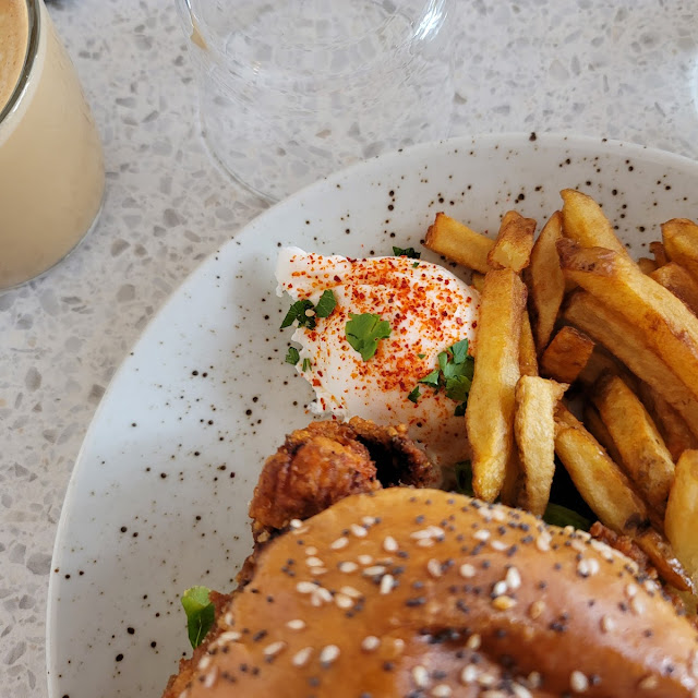 Crispy Chicken Sandwich w Pouched Egg