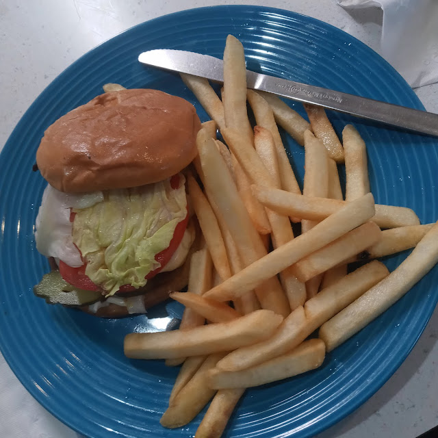 Swiss Cheese Burger and Fries