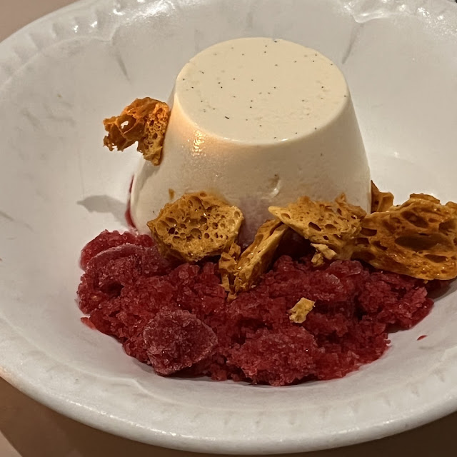 Honey Panna Cotta Rhubarb Granita