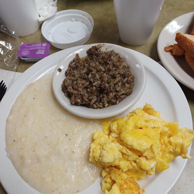 Grits Liver Pudding and Eggs