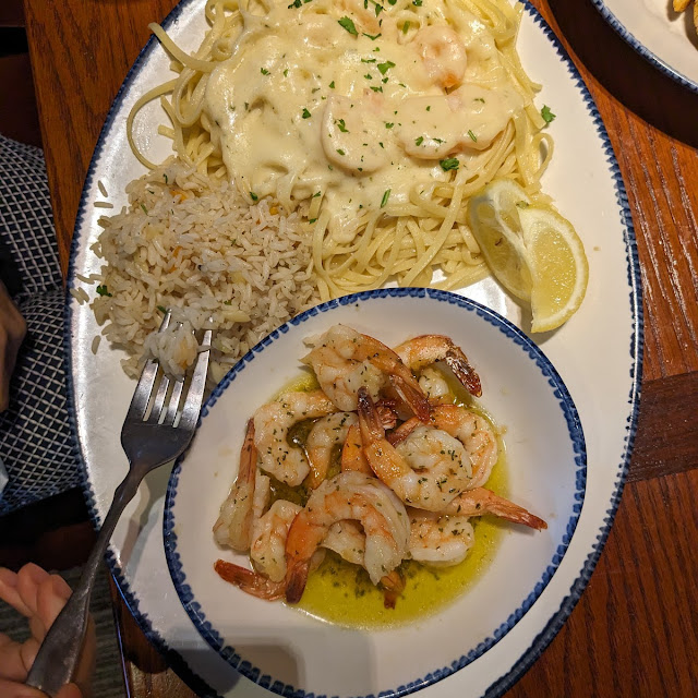 Fettuccine Alfredo with Shrimp Scampi