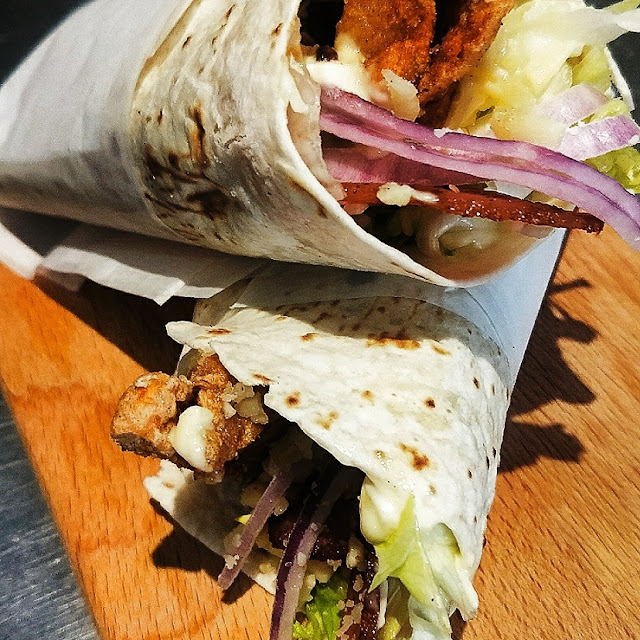 Popcorn Chicken Wrap with Bacon