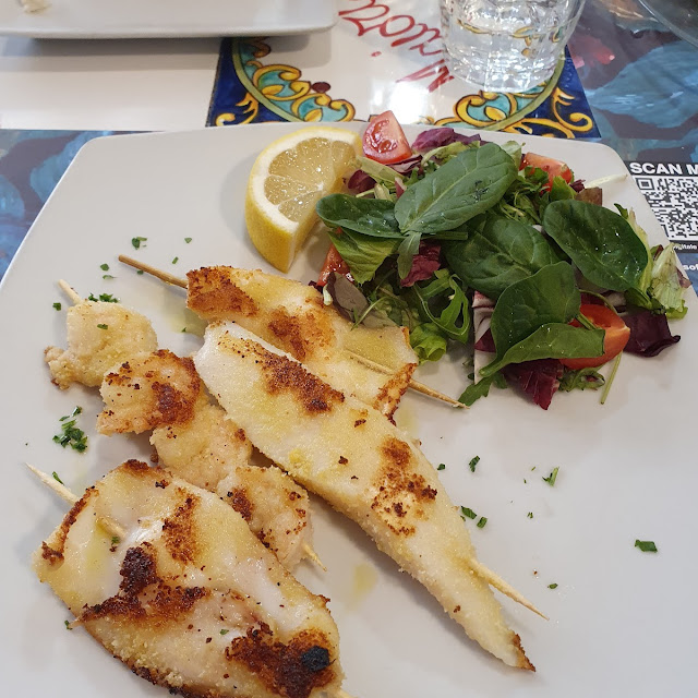 Skewers of Squids Prawns or Giant Grilled Calamari
