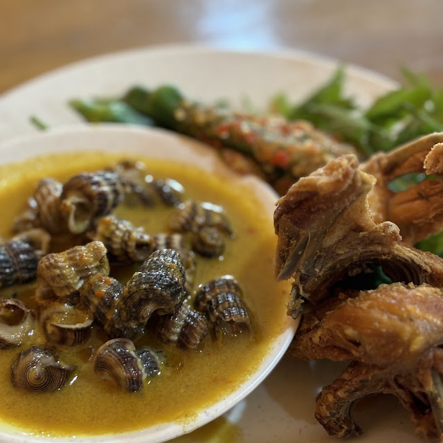 Siput Masak Lemak and Ayam Kampung Goreng
