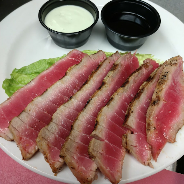 Rare Tuna Appetizer with Cucumber Wasabi and Soy Sauce