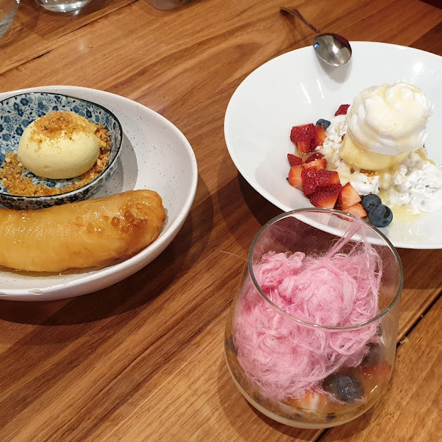 Banana Fritter Coconut Sago Jasmin Panacotta
