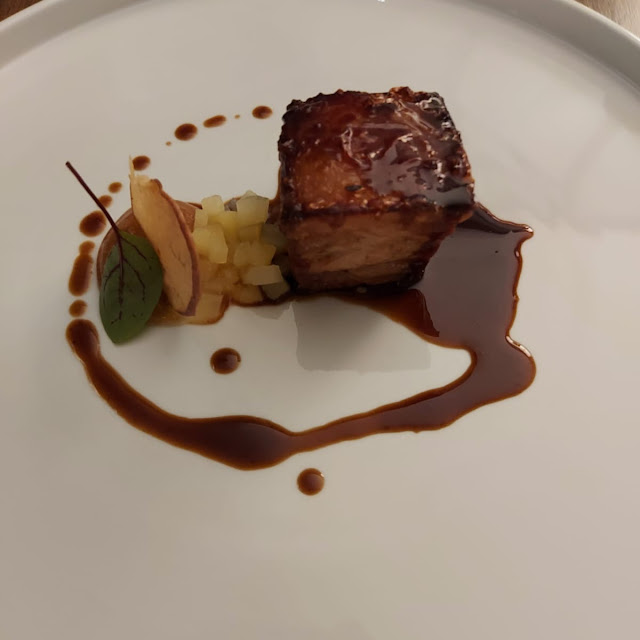 Slow Cooked Pork Belly Apricot Marmelade and Escarole