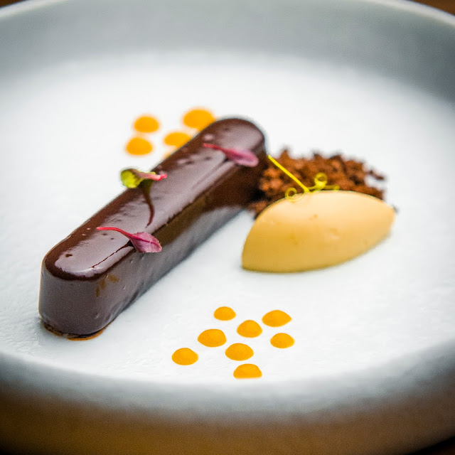 Hazelnut Mousse Salted Caramel and Pears