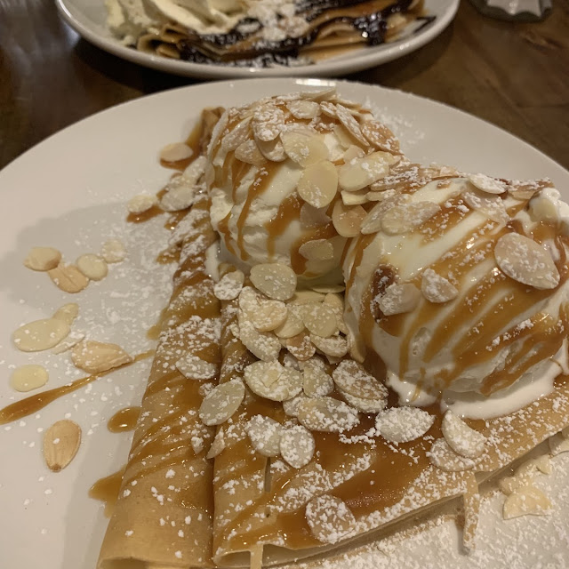 Riviera Crepe Ice Cream Caramel Sauce Almonds