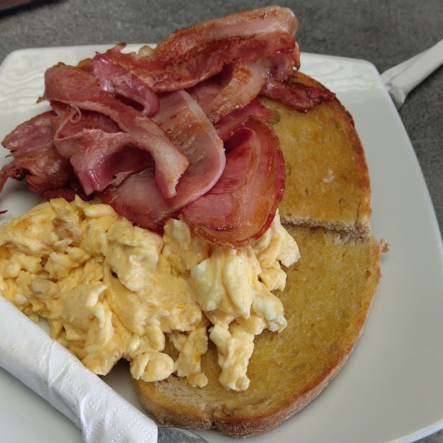 Bacon and Eggs on Sourdough Toast