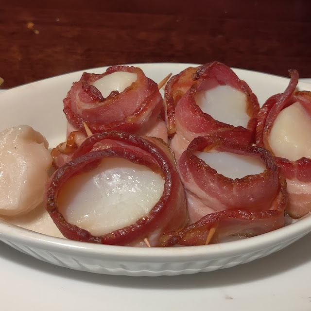 Bacon Wrapped Scallops Loaded Baked Potato