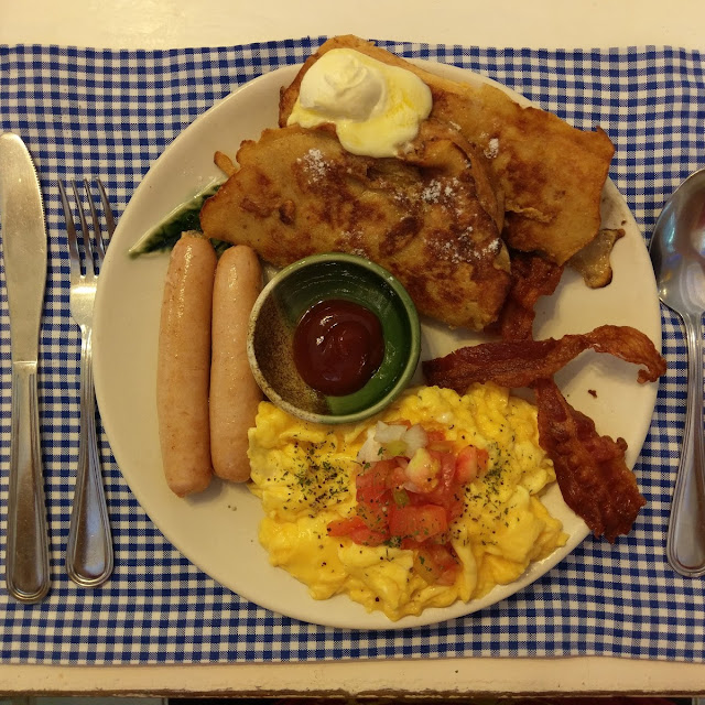 French Toast Eggs Bacon and Sausage