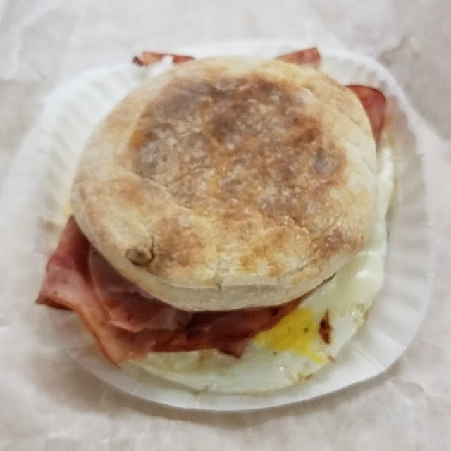 Ham Egg and Cheese on a Muffin