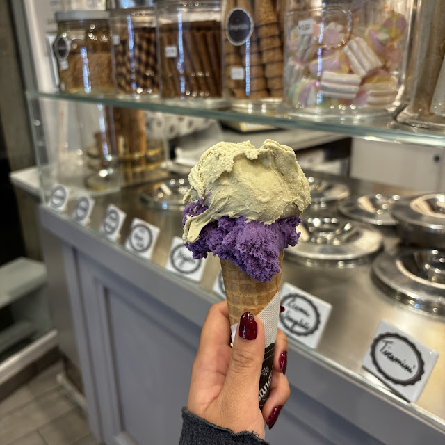 Pistachio and Ube Ice Cream